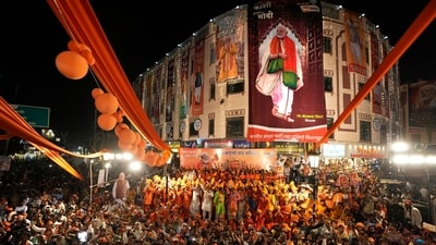 FILE-Supporters of Bharatiya Janata Party (BJP) gather to greet Indian Prime Minister Narendra Modi during a roadshow in Varanasi, India, Monday, May 13, 2024. (AP Photo/Rajesh Kumar, file) (AP) FILE-Supporters of Bharatiya Janata Party (BJP) gather to greet Indian Prime Minister Narendra Modi during a roadshow in Varanasi, India, Monday, May 13, 2024. (AP Photo/Rajesh Kumar, file) (AP)