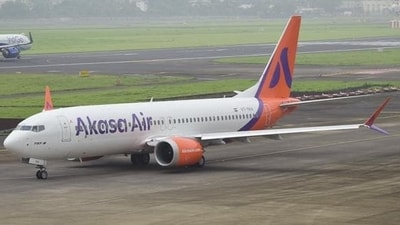 A Delhi-Mumbai Akasa Air flight diverted to Ahmedabad after a ‘security alert’. (FILE pic) A Delhi-Mumbai Akasa Air flight diverted to Ahmedabad after a ‘security alert’. (FILE pic)