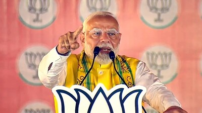 Prime Minister Narendra Modi addresses a public meeting for Lok Sabha elections, in East Champaran district. (PTI) Prime Minister Narendra Modi addresses a public meeting for Lok Sabha elections, in East Champaran district. (PTI)