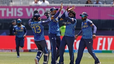 Sri Lanka's captain Wanindu Hasaranga claimed a couple of wickets for his team but it was too late as the batters didn't give them much to fight for. (PTI) Sri Lanka's captain Wanindu Hasaranga claimed a couple of wickets for his team but it was too late as the batters didn't give them much to fight for. (PTI)
