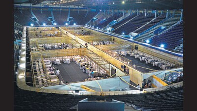 Polling officials prepare for the counting of votes in the Lok Sabha polls, at Netaji Indoor Stadium in Kolkata on Monday. (ANI) Polling officials prepare for the counting of votes in the Lok Sabha polls, at Netaji Indoor Stadium in Kolkata on Monday. (ANI)