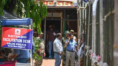 Preparations underway at the North West Delhi counting centre. (Sanchit Khanna/HT Photo)