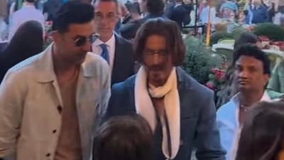 Shah Rukh Khan with Ranbir Kapoor at a recent Ambani party in Rome. Shah Rukh Khan with Ranbir Kapoor at a recent Ambani party in Rome.