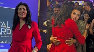 Sushmita Sen and Kajol at an awards event in Mumbai. Sushmita Sen and Kajol at an awards event in Mumbai.