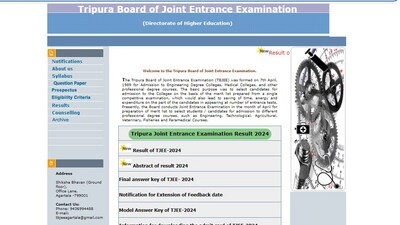 Tripura JEE Results 2024 released at tbjee.nic.in. Direct link to download results here. Tripura JEE Results 2024 released at tbjee.nic.in. Direct link to download results here.