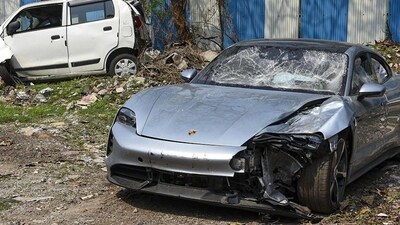 The Porsche car found without a number plate in Pune on May 21. (PTI Photo)