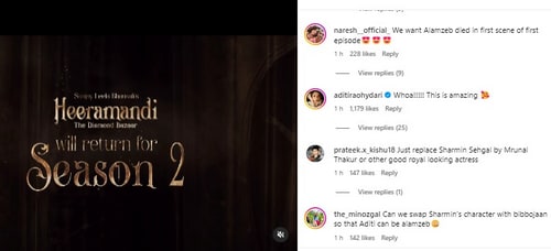 Reactions to Heeramandi 2's official announcement Reactions to Heeramandi 2's official announcement