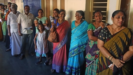 Tirupati, May 13 (ANI): Voters stand in queues to cast their votes for the Andhra Pradesh Assembly polls and Lok Sabha elections 2024, at a polling booth, at Sullurupeta in Tirupati on Monday. (ANI Photo) Tirupati, May 13 (ANI): Voters stand in queues to cast their votes for the Andhra Pradesh Assembly polls and Lok Sabha elections 2024, at a polling booth, at Sullurupeta in Tirupati on Monday. (ANI Photo)