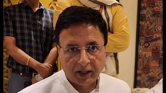 Surjewala said the government introduced the Common Eligibility Test which has now become a “common exploitation test” as lakhs of youth were exploited by them in the last four years in the name of the exam. (HT Photo)