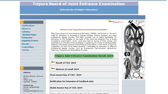Tripura JEE Results 2024 released at tbjee.nic.in. Direct link to download results here.