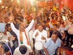 Bhubaneswar, June 04 (ANI): BJP supporters celebrate the party's lead in the Odisha Assembly and Lok Sabha election results, in Bhubaneswar on Tuesday. (ANI Photo)

