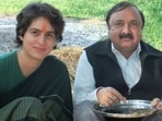 Priyanka Gandhi shared on X her old photo with Kishori Lal Sharma. Priyanka Gandhi shared on X her old photo with Kishori Lal Sharma.