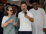 Rahul Gandhi election results highlights: Rahul Gandhi and Sonia Gandhi, senior leaders of India's main opposition, the Congress party, take a selfie at a polling station during the sixth phase of the general election, in New Delhi.