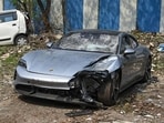 The Porsche car found without a number plate in Pune on May 21. (PTI Photo) The Porsche car found without a number plate in Pune on May 21. (PTI Photo)