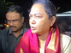Hema spoke to the media outside the police station.