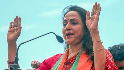 Bharatiya Janata Party (BJP) candidate from Mathura constituency Hema Malini addresses an election campaign, in Bhubaneswar, Odisha. (ANI)