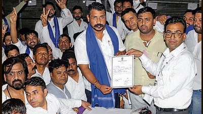 Azad Samaj Party (Kanshi Ram) chief Chandrashekhar Azad receives certificate after winning the LS elections from Nagina. (PTI) Azad Samaj Party (Kanshi Ram) chief Chandrashekhar Azad receives certificate after winning the LS elections from Nagina. (PTI)