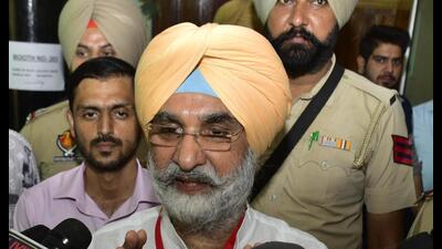 BJP candidate from Amritsar Taranjit Singh Sandhu at a counting centre in Amritsar on Tuesday. (Sameer Sehgal /HT) BJP candidate from Amritsar Taranjit Singh Sandhu at a counting centre in Amritsar on Tuesday. (Sameer Sehgal /HT)