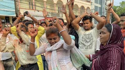BJP supporters celebrate as initial trends show victory for the party candidates from Tripura constituency Biplab Kumar Deb and Kriti Devi Debbarman in the Lok Sabha elections, in Agartala on Tuesday. (ANI) BJP supporters celebrate as initial trends show victory for the party candidates from Tripura constituency Biplab Kumar Deb and Kriti Devi Debbarman in the Lok Sabha elections, in Agartala on Tuesday. (ANI)