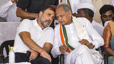 Congress MP Rahul Gandhi with former Rajasthan chief minister Ashok Gehlot. (PTI Photo)