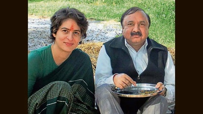 Congress leader Priyanka Gandhi shared an old photo with Kishori Lal Sharma on X to congratulate him. (HT Photo) Congress leader Priyanka Gandhi shared an old photo with Kishori Lal Sharma on X to congratulate him. (HT Photo)