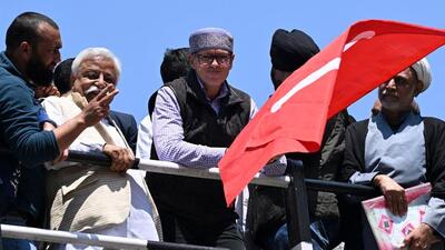 Former J&K chief minister and National Conference vice-president Omar Abdullah with the party flag while campaigning in the Baramulla Lok Sabha elections that went to the polls on May 20. (HT file photo) Former J&K chief minister and National Conference vice-president Omar Abdullah with the party flag while campaigning in the Baramulla Lok Sabha elections that went to the polls on May 20. (HT file photo)
