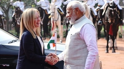 Italian Prime Minister Giorgia Meloni congratulated Prime Minister Narendra Modi on the third consecutive electoral victory in the Lok Sabha polls (File photo) Italian Prime Minister Giorgia Meloni congratulated Prime Minister Narendra Modi on the third consecutive electoral victory in the Lok Sabha polls (File photo)