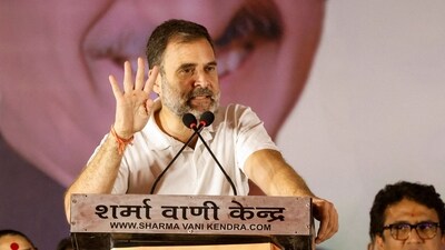 FILE PHOTO: Rahul Gandhi, a senior leader of India's main opposition Congress party, speaks as he addresses his supporters during a public meeting as part of an election campaign, in Delhi, India, May 18, 2024. REUTERS/Priyanshu Singh/File Photo