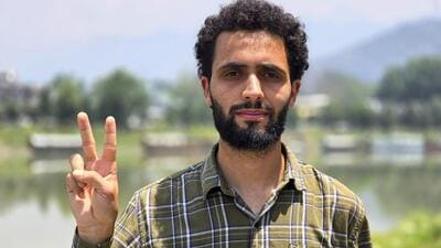 Jailed Lok Sabha candidate from Baramulla constituency Engineer Rashid's son Abrar. (PTI) Jailed Lok Sabha candidate from Baramulla constituency Engineer Rashid's son Abrar. (PTI)