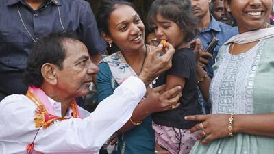 Nizamabad: BRS chief and former Telangana chief minister K Chandrashekar Rao at a tiffin centre in Nizamabad district on May 7 (PTI) Nizamabad: BRS chief and former Telangana chief minister K Chandrashekar Rao at a tiffin centre in Nizamabad district on May 7 (PTI)