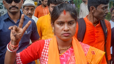 BJP candidate from Basirhat constituency Rekha Patra (PTI) BJP candidate from Basirhat constituency Rekha Patra (PTI)