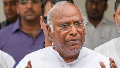 Congress president Mallikarjun Kharge addresses a press conference in New Delhi. (PTI file) Congress president Mallikarjun Kharge addresses a press conference in New Delhi. (PTI file)
