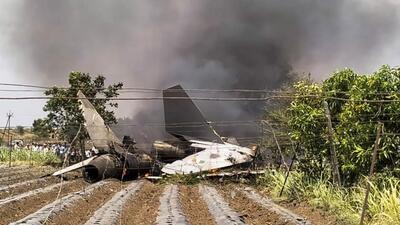 Remains of a Sukhoi fighter plane of the Indian Air Force (IAF) after it crashed, in Nashik district, Tuesday. (PTI) Remains of a Sukhoi fighter plane of the Indian Air Force (IAF) after it crashed, in Nashik district, Tuesday. (PTI)