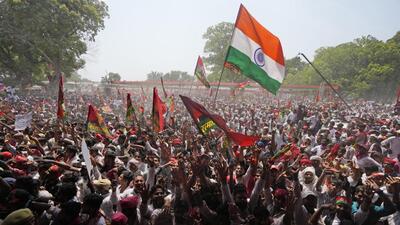 Supporters of Samajwadi Party and Congress at an election rally in Uttar Pradesh. (AP/Representative) Supporters of Samajwadi Party and Congress at an election rally in Uttar Pradesh. (AP/Representative)