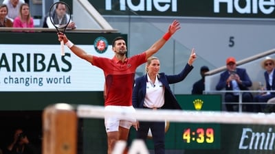 Serbia's Novak Djokovic (L) celebrates after winning against Argentina's Francisco Cerundolo at the end of their men's singles round of sixteen match on Court Philippe-Chatrier on day nine of the French Open tennis tournament (AFP) Serbia's Novak Djokovic (L) celebrates after winning against Argentina's Francisco Cerundolo at the end of their men's singles round of sixteen match on Court Philippe-Chatrier on day nine of the French Open tennis tournament (AFP)