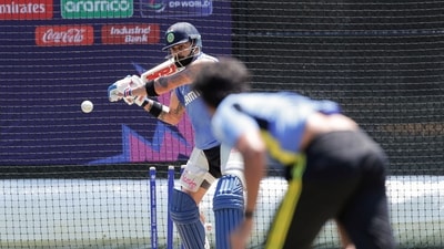 Virat Kohli plays a shot during a practice session ahead of India's ICC T20 World Cup opener against Ireland, in New York on Tuesday. (ANI) Virat Kohli plays a shot during a practice session ahead of India's ICC T20 World Cup opener against Ireland, in New York on Tuesday. (ANI)