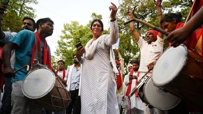 Celebration at the Samajwadi Party office in Lucknow on Tuesday, June 4, as the party won 37 out of 80 parliamentary seats in Uttar Pradesh. (Deepak Gupta/HT Photo) Celebration at the Samajwadi Party office in Lucknow on Tuesday, June 4, as the party won 37 out of 80 parliamentary seats in Uttar Pradesh. (Deepak Gupta/HT Photo)