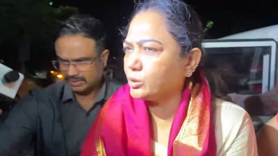 Hema spoke to the media outside the police station. Hema spoke to the media outside the police station.