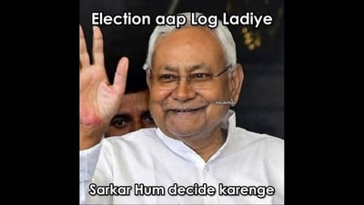A meme featuring Nitish Kumar, who recently switched to NDA from INDIA bloc. (X/@pulkit5Dx) A meme featuring Nitish Kumar, who recently switched to NDA from INDIA bloc. (X/@pulkit5Dx)