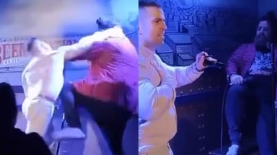 Comedian interrupted by father over 'paedophilic comments' about son, chaos unfolds on stage Comedian interrupted by father over 'paedophilic comments' about son, chaos unfolds on stage