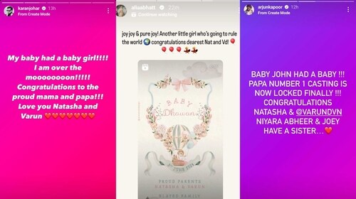 Karan Johar, Alia Bhatt and Arjun Kapoor celebrate the arrival of Baby Dhawan Karan Johar, Alia Bhatt and Arjun Kapoor celebrate the arrival of Baby Dhawan