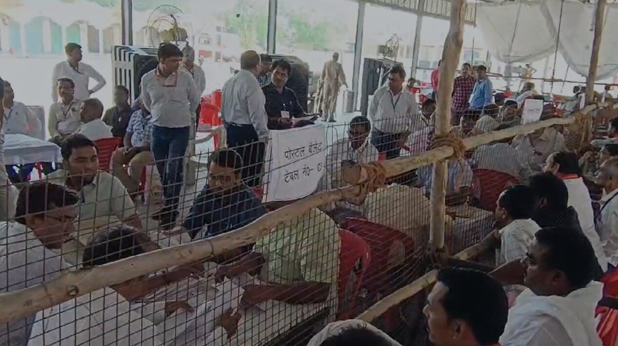 Counting of postal ballits underway at Osa Navin Mandi in Kaushambi Counting of postal ballits underway at Osa Navin Mandi in Kaushambi