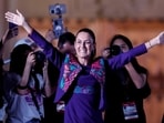 FILE PHOTO: Claudia Sheinbaum gestures to supporters after being declared the winner of the presidential election according to the INE electoral institute's rapid sample count, in the Zocalo plaza in Mexico City, Mexico June 3, 2024. REUTERS/Daniel Becerril/File Photo