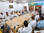 New Delhi: Congress President Mallikarjun Kharge chairs a meeting of the INDIA bloc leaders� at his residence, in New Delhi, Wednesday, June 5, 2024. (PTI Photo) (PTI06_05_2024_000251B)(PTI)