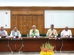 Prime Minister Narendra Modi with National Democratic Alliance (NDA) allies at a meeting in New Delhi on Wednesday. (ANI) Prime Minister Narendra Modi with National Democratic Alliance (NDA) allies at a meeting in New Delhi on Wednesday. (ANI)