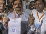 Ravindra Waikar Candidate for Lok Sabha Mumbai North-West constituency celebrate after winning at Nesco on Tuesday. (Satish Bate/ HT PHOTO) Ravindra Waikar Candidate for Lok Sabha Mumbai North-West constituency celebrate after winning at Nesco on Tuesday. (Satish Bate/ HT PHOTO)