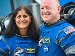 NASA astronauts Butch Wilmore (R) and Suni Williams, wearing Boeing spacesuits, depart the Neil A. Armstrong Operations and Checkout Building at Kennedy Space Center for Launch Complex 41 at Cape Canaveral Space Force Station in Florida. NASA astronauts Butch Wilmore (R) and Suni Williams, wearing Boeing spacesuits, depart the Neil A. Armstrong Operations and Checkout Building at Kennedy Space Center for Launch Complex 41 at Cape Canaveral Space Force Station in Florida.