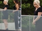 Lady Gaga spotted in black short dress at her sister's wedding. Lady Gaga spotted in black short dress at her sister's wedding.