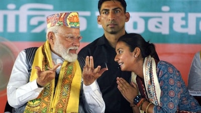 Prime Minister Narendra Modi being greeted by NDA alliance Samastipur candidate, Shambhavi Choudhary. (ANI file photo) Prime Minister Narendra Modi being greeted by NDA alliance Samastipur candidate, Shambhavi Choudhary. (ANI file photo)