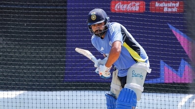 India's skipper Rohit Sharma plays a shot during a practice session ahead of the ICC T20 World Cup opener against Ireland, in New York on Tuesday (Surjeet Yadav)